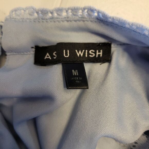 As U Wish Light Blue Lace Mini Dress Women's Size Medium - Picture 7 of 12